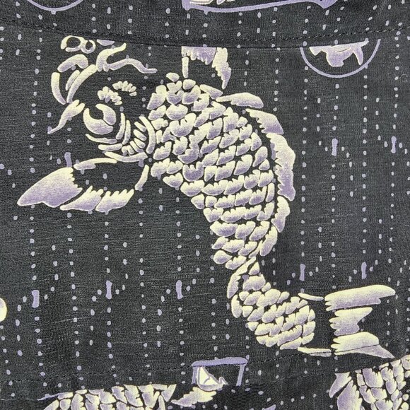 Avirex Shirt Mens 2XL Vintage Black Koi Fish Print Hawaiian Long Sleeve Retro - Picture 7 of 7